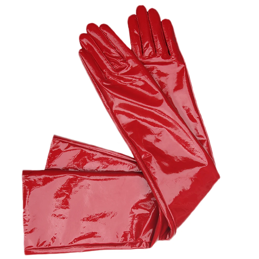 Damen-Opernhandschuhe aus Lackleder, ellenbogenlang, für
