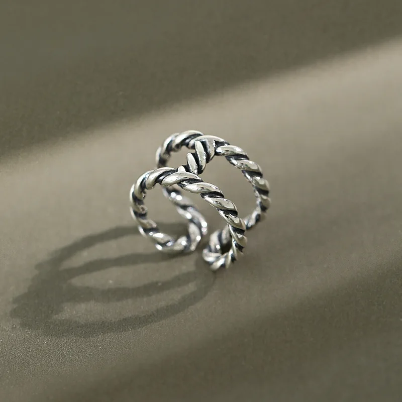 

Korean 2020 double layer twist ring 925 sterling silver rings for women Popular Anillos Plata Para Mujer Female fine jewelry