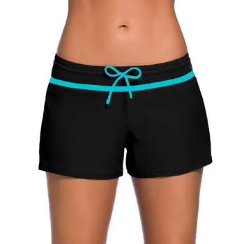 

Low waist Sexy Women's Plus size shorts 2020 Summer Cotton blend Splicing elastic Swimming trunks Ladies Skinny super shorts