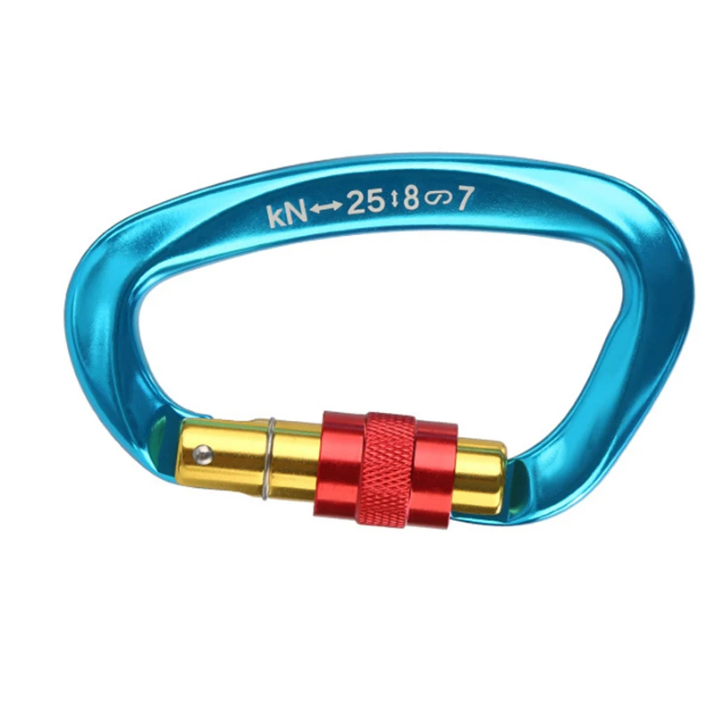 25KN Rock Climbing Carabiner D-Shaped Locking Screw Buckle Hook With Screwgate EDC Clip For Backpack Hiking Outdoor Camping Gear