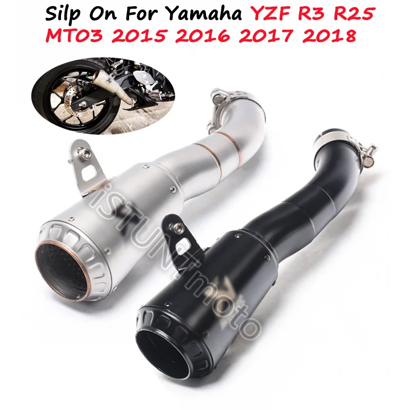 

Slip On For YZF-R3 YZF-R25 MT-03 MT03 2015 2016 2017 2018 R3 R25 Motorcycle Akrapovic Exhaust Modified Muffler Pipe Whole Set
