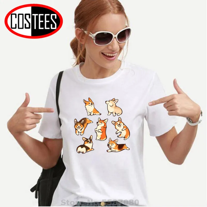Camiseta Mujer топы хипстерские футболки Kawaii Jolly Corgi для женщин милый стиль собака