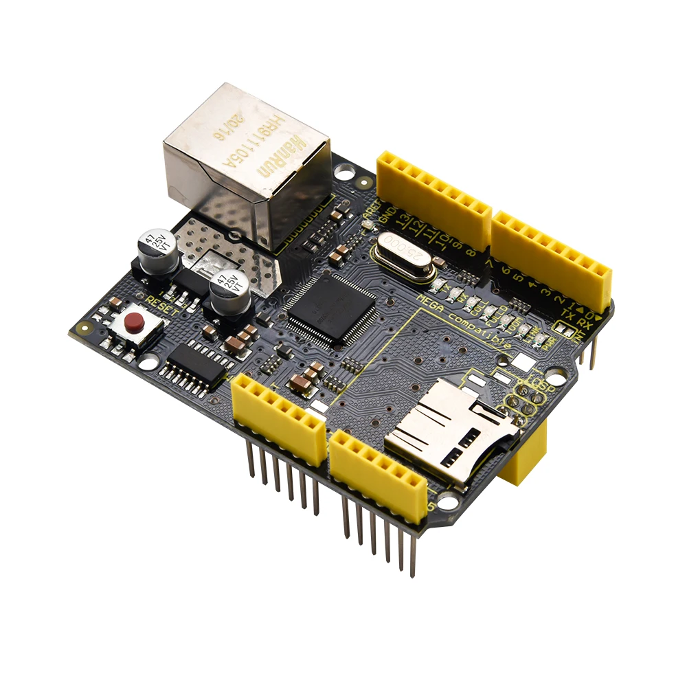 Keyestudio W5100 Ethernet Shield Board with SD Card Slot Original Chip Compatible  With Arduino UNOR3 /Mega 2560R3/DUE/1280