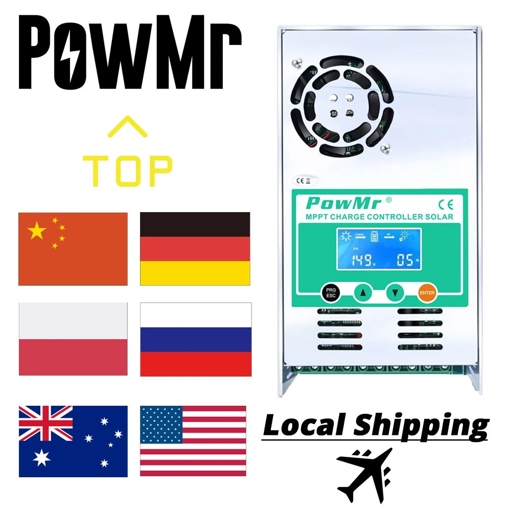 Контроллер заряда и разряда солнечных батарей PowMr MPPT 60A 12 В 24 36 48 для ввода Max 190 в PV