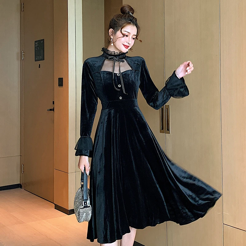 Coigarsam Vintage Women One Piece Dress Korean Dresses Black 763 Dresses Aliexpress Coigarsam Vintage Women One Piece Dress Korean Dresses Black 763 Dresses Aliexpress