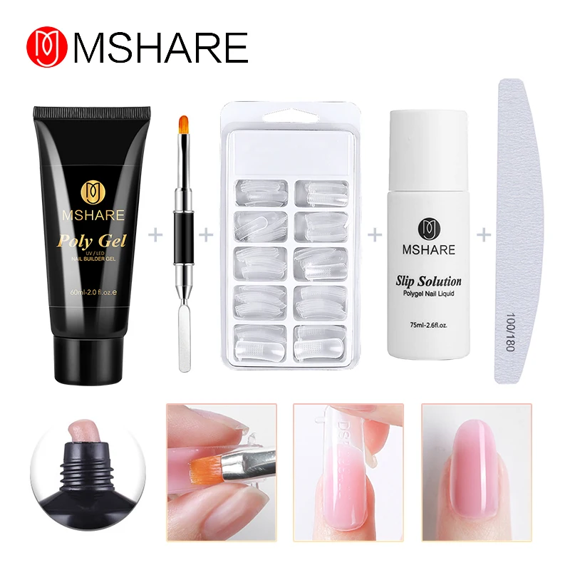 brown 017 MSHARE поли гель набор 5 шт. розовый, белый, прозрачный быстрое наращивание ногтей камуфляж УФ светодиодный гель - Цвет: brown 017
