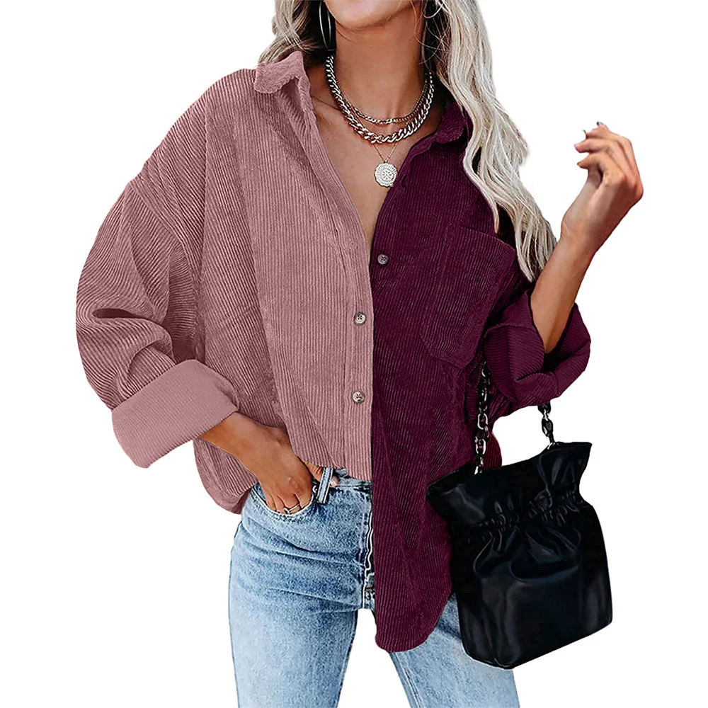 Autumn 2021 Women Patchwork Shirt Casual Streetwear Vintage Women Clothes Long Sleeve Blouse Tops Fashion Office Ladies Shirt fashion casual summer sexy denim shorts high waist ladies 2021 new women s streetwear plus size shorts jeans