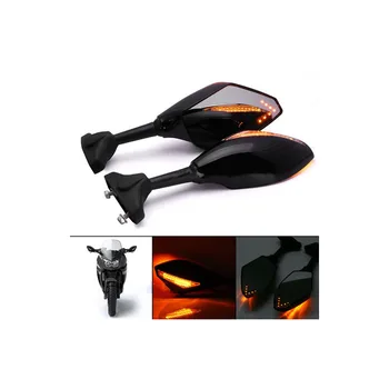

2XLED Turn Lights Black Motorcycle Rear View Side Mirrors Universal For Honda CBR Suzuki GSXR Yamaha YZF R1 R6 Kawasaki Ducati
