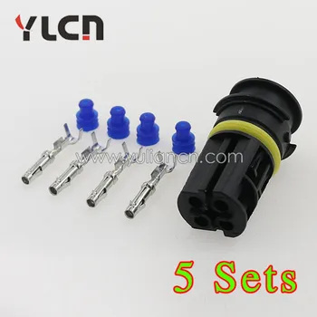 

Free Shipping 5 Sets/Lot 4 Pin Waterproof Female Auto Electronic Wiring Connectors Sealed Car Plastic Housing Plug Coupler