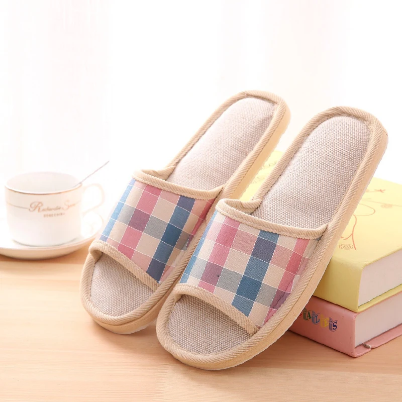 Zapatillas de casa informales de cáñamo para mujer, chanclas suaves de  lino, primavera y otoño, envío directo|Zapatillas| - AliExpress