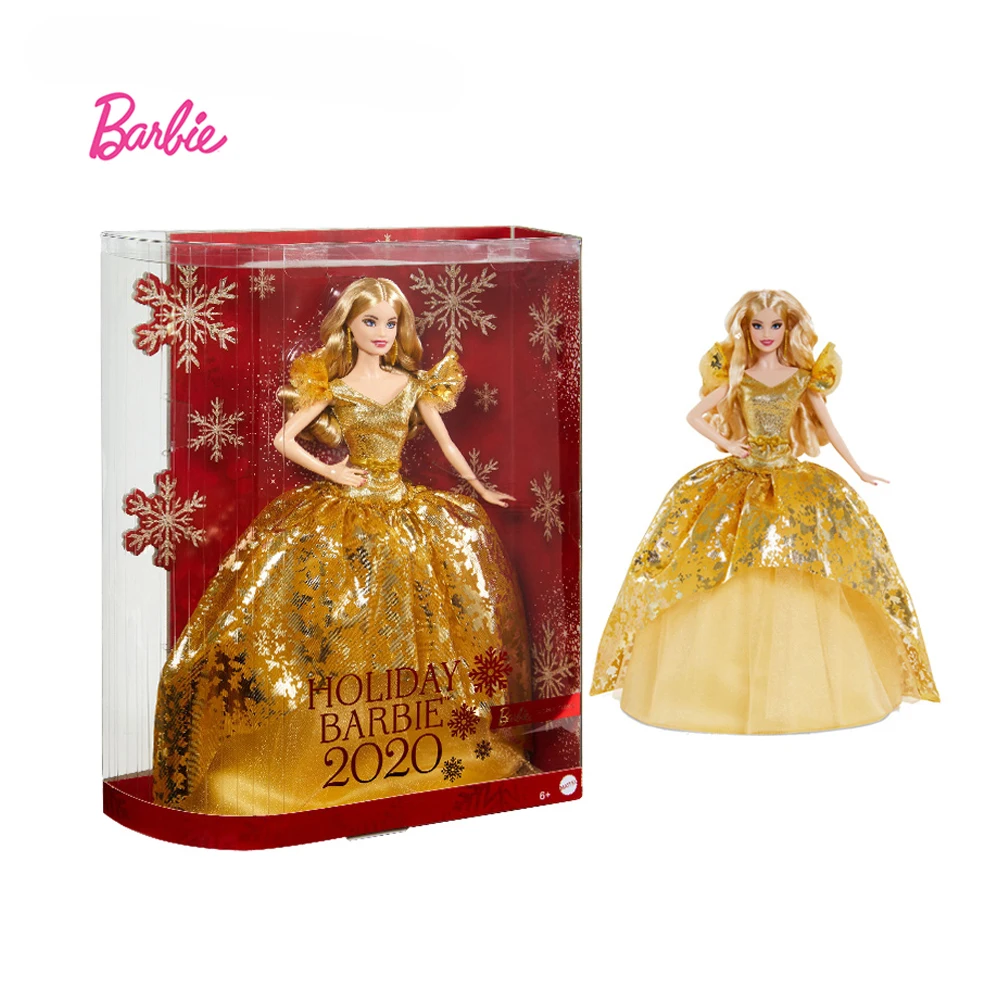 

Barbie Holiday Surprise Doll Holiday Surprise Golden Dress Collection Princess Girl Children Toy Gift Christmas Toys GHT54