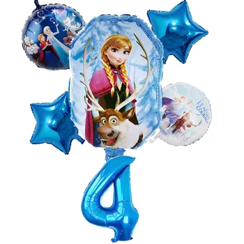 

6pcs Disney Frozen princess helium balloons 32inch number Baby shower foil ballons birthday party decorations kids toys girl
