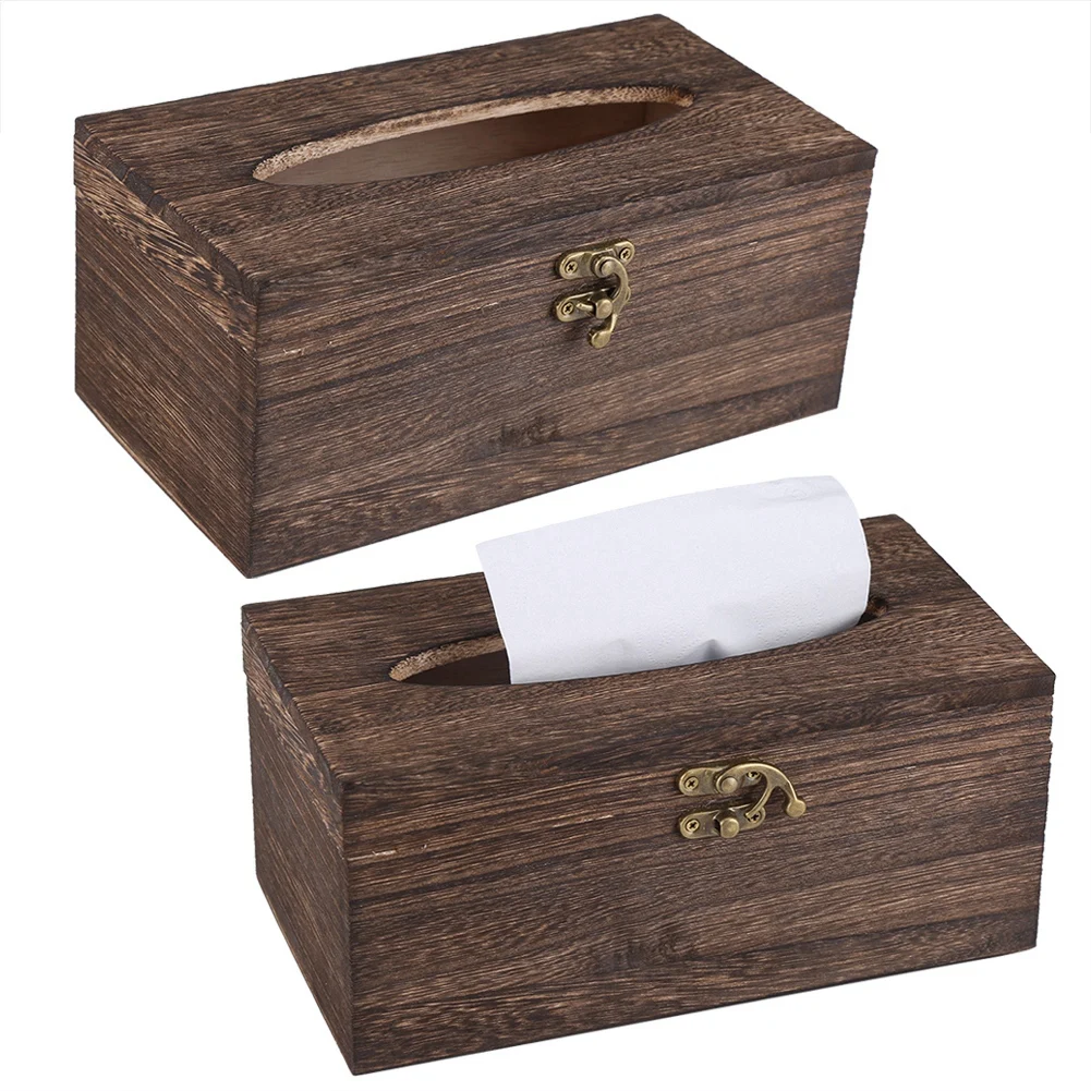 Деревянная пластиковая коробка для салфеток для дома, кухни, деревенская коричневая деревянная коробка для салфеток для ванной комнаты, держатель для салфеток, диспенсер для салфеток