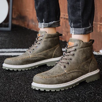 

Men's Fashion Casual Shoes High Top Sneaker 2019 Autumn Winter New Men Shoes High Quality Outdoor Shoe Zapatillas Leather Boots