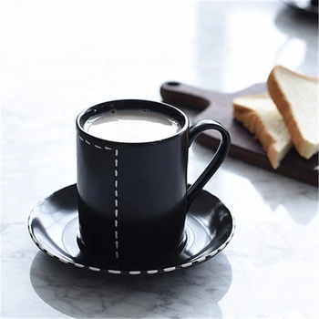 

Creative Black Ceramic Mug Cup Gift Personalized Art Supplies China Tea Cups Set Classic Copo Vintage Milk Mugs Water QZJ039