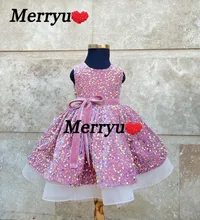 Girls' Wedding Dress Latest Fashion Sequins Kids Dress Birthday Party Fower Children's New Style Dress