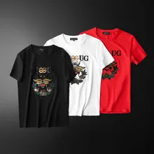 T shirt manches courtes col rond pour homme, estival et décontracté, à la mode, avec broderie Little Bee, tendance, coréen