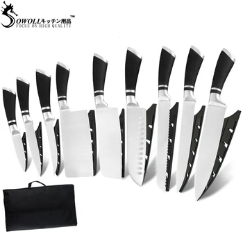 

Sowoll 3CR13 Stainless Steel Knives Set with Roll Bag Kitchen Chef Knife Ergonomic Handle Razor Sharp Blade Cooking Knife Tools
