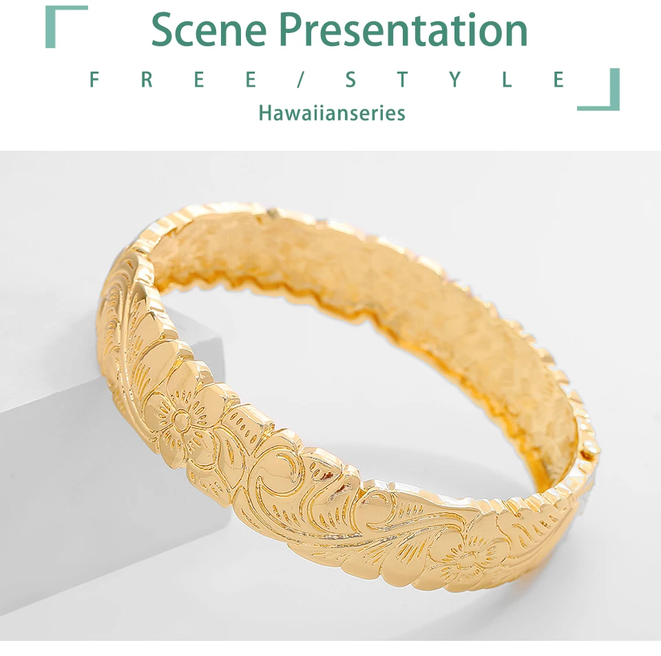 SophiaXuan Big Gold Bangles for Women Female Luxury Brand Statement Jewelry Bangle Bracelet Vintage Metal Wedding Party 2021 New