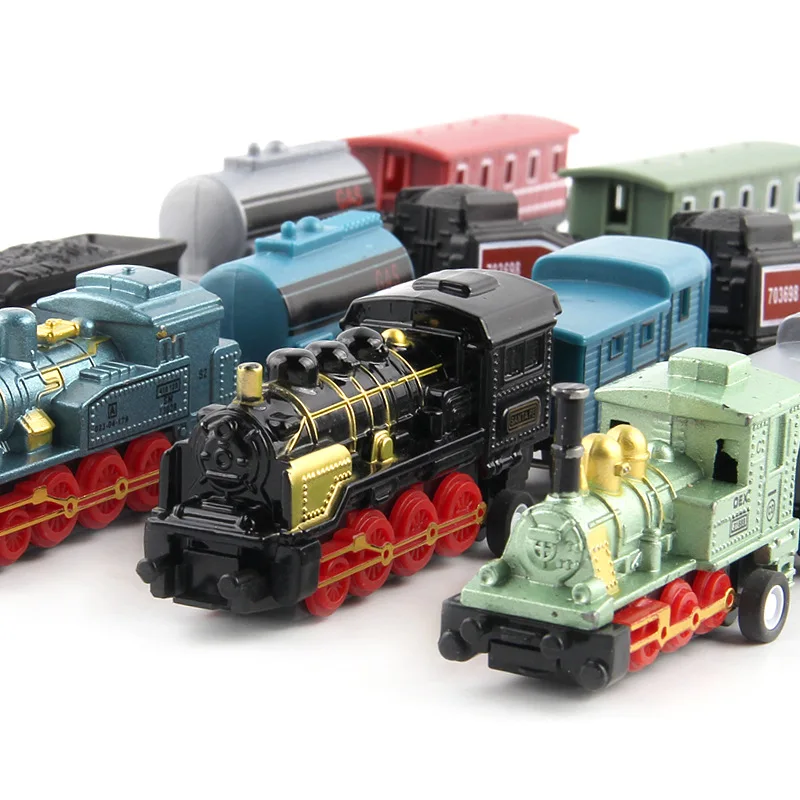 Diecast 1:60 Alloy Toy Car Vehicles Retro Steam Train Carrinho De Brinquedo Pull Back Model Train kids Toys Set For Boys Gifts Diecast 1:60 Alloy Toy Car Vehicles Retro Steam Train Carrinho De Brinquedo Pull Back Model Train kids Toys Set For Boys Gifts
