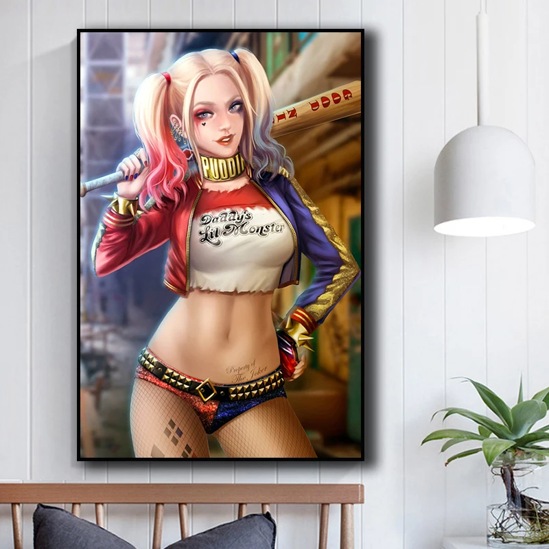 Сексуальный Harley Quinn Джокер Отряд Самоубийц художественный постер картина на