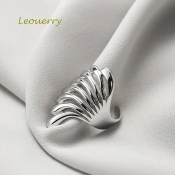 

Leouerry 925 Sterling Silver Single Angel Wing Rings for Women Fashion Shining Wide Surface Opening Rings Silver 925 Jewelry