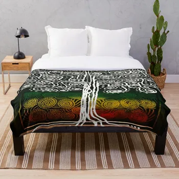 

Soft Blanket for Bed Sherpa Flannel Fleece Blanket Home Travel Sofa Soft Throw Blanket Rasta Tree On Black