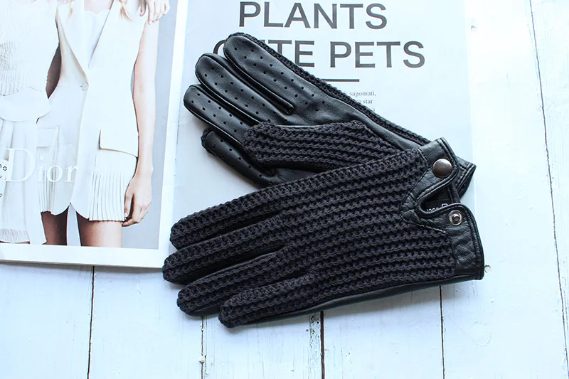 Goatskin Touch Screen Leather Gloves Women's Motorcycle Riding Unlined Four Seasons Thin Car Driving Full Finger Driver