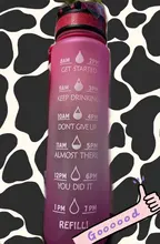 Botella de agua de 1L con motivo de creador de tiempo, botella de bebida esmerilada a prueba de fugas para deportes al aire libre y Fitness