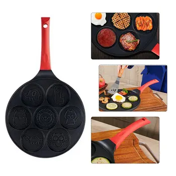 

Aluminum Alloy Frying Pan Non-stick Breakfast Pot Fried Smiley Face Animal Mold Pancake Omelette Pan Seven-hole Egg Pot