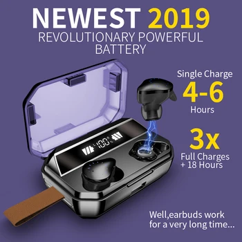 

X12 Bluetooth 5.0 Wireless Earphone 8000mAh TWS 9D Stereo Headphone IPX7 Waterproof Sport Headset LED Display with Mic Touch Key