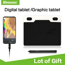10moons 6 Polegada tablet gráfico ultralight, 8192 níveis de desenho digital, tablet, bateria-livre caneta, compatível com dispositivo android