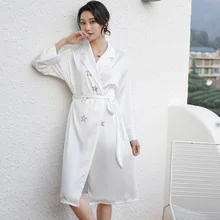 Luxury Imitation Silk Sexy Nightgown, Comfortable and Casual Nightgown Women, Fashionable Korean Style Home Service Sleepwear