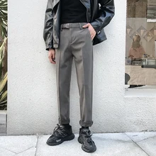 Ранняя осень новая Корейская версия Харадзюку колледжа Ветер тонкие прямые однотонные брюки для делового костюма 28-34