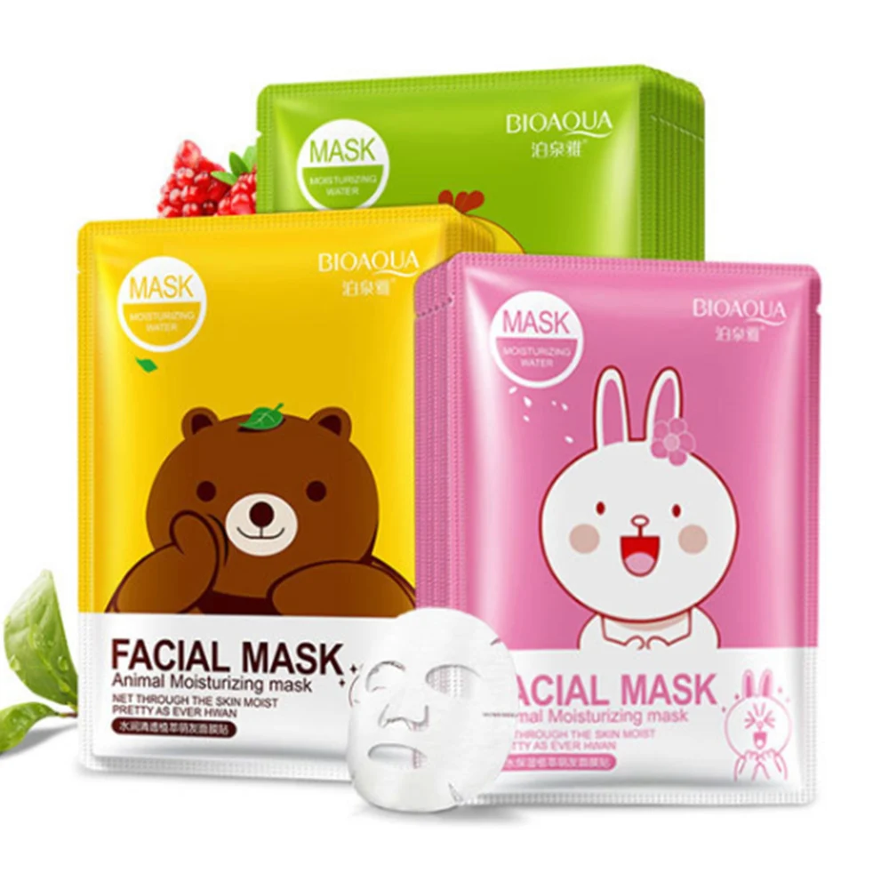 Увлажняющая маска для лица BIOAQUA с мультяшным животным, свежая маска против акне, растительный экстракт, контроль жирности, увлажняющая маска для лица