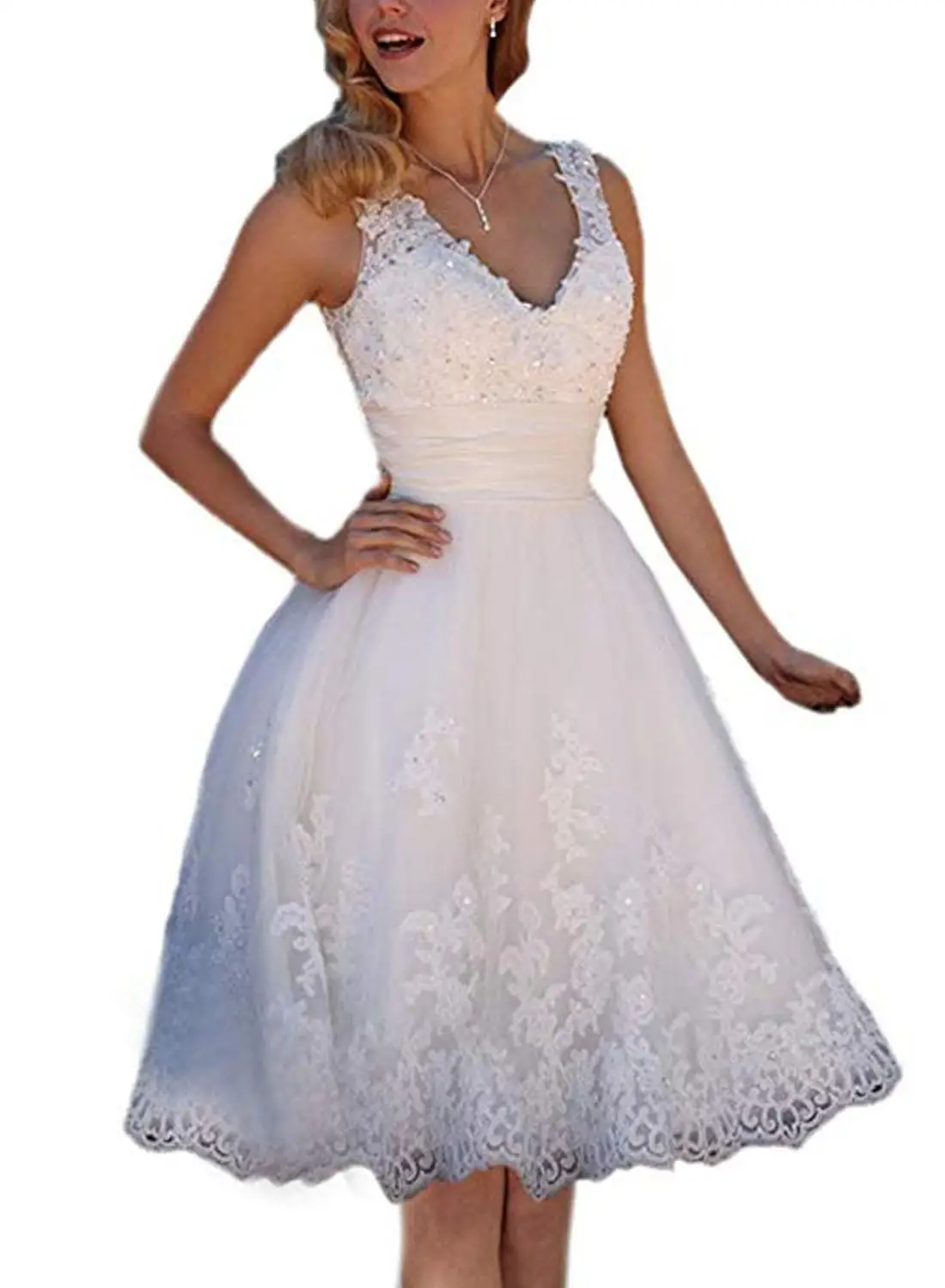 Short Wedding Dresses Bridal Gowns Embroidery Vestidos De Novia V-neck Lace Up Satin Beaded Corset Lace up BackPlus Size