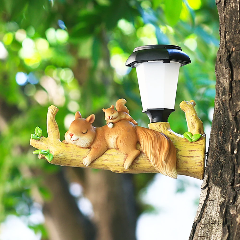 solar flood lights outdoor LED Lamp Solar Light Squirrel Sloth Hanging Light Cartoon Animal Statue Outdoor Resin Garden Decoration Light Garden Decoration led solar lights