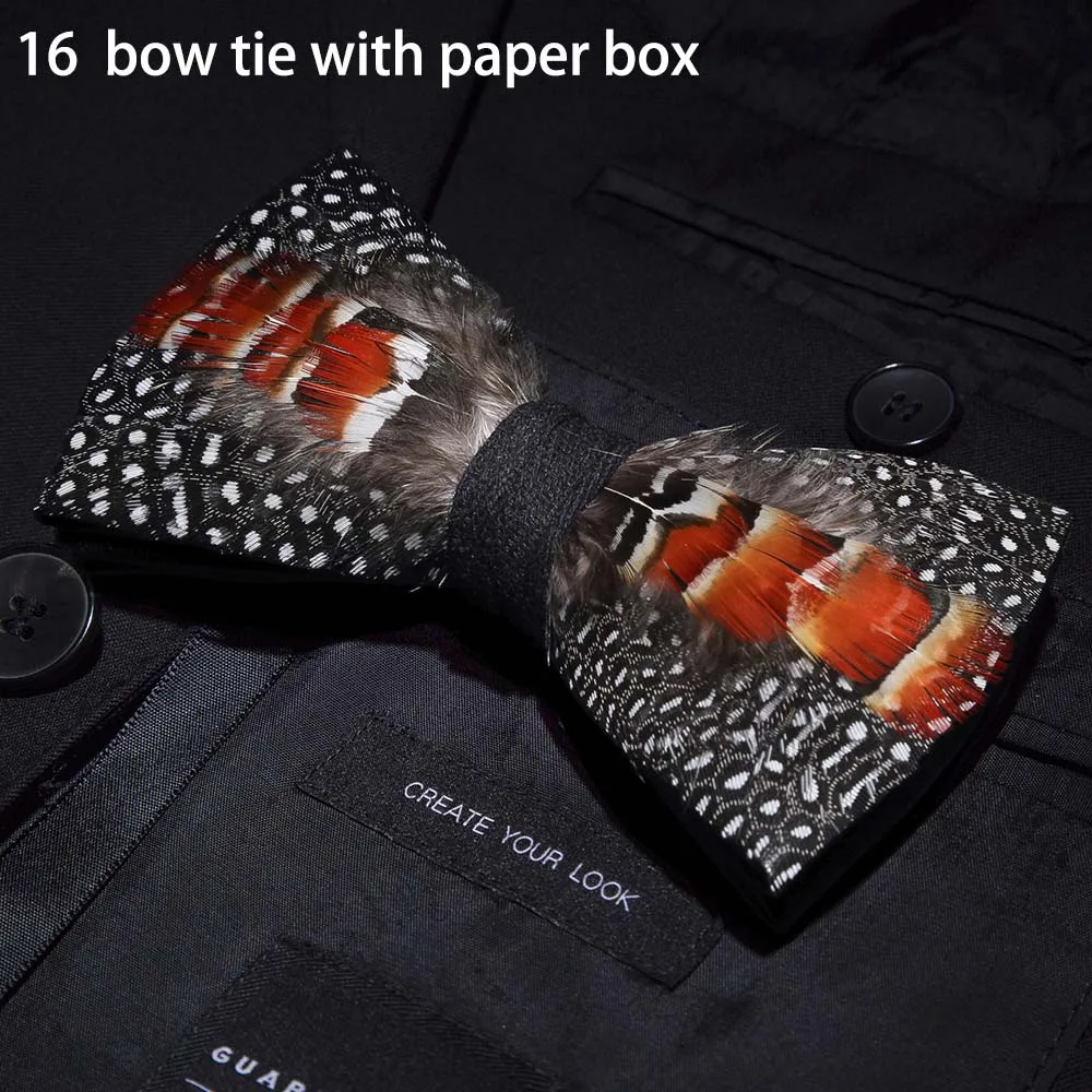 RBOCOTT дизайн галстуки-бабочки галстук-бабочка с перьями изысканная ручная работа Мужская брошь для галстука-бабочки булавка деревянный подарочный набор для мужчин Свадебный