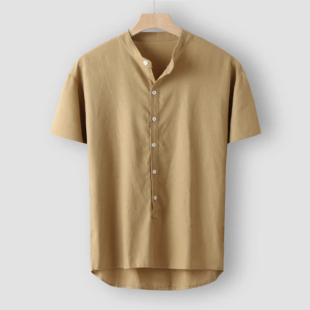 2019 Мужская рубашка новая модная популярная летняя повседневная мужская осенне-зимняя повседневная льняная и хлопковая блуза с коротким