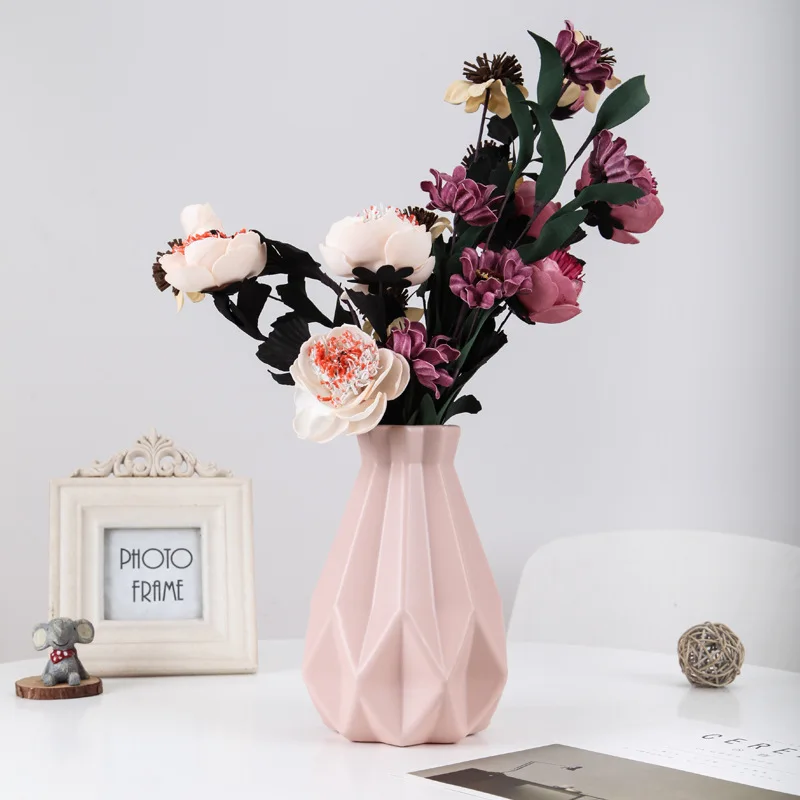 Origami Plastic Vase Imitation Ceramic Flower Pot Flower Basket Home Decor 