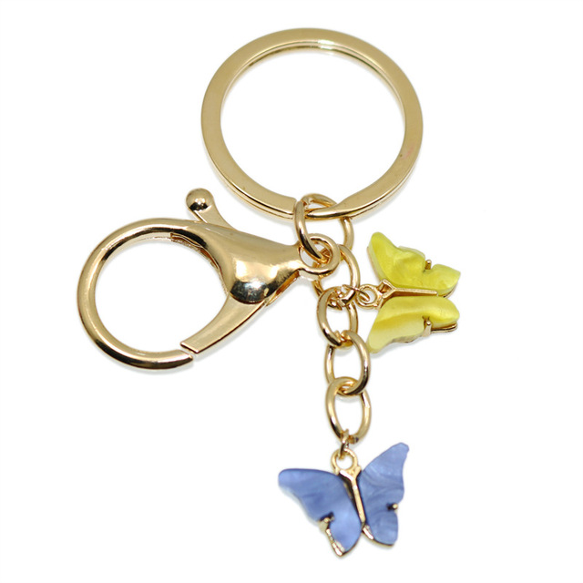 Styles Enamel Colorful Butterfly Pendant Keychain Insects Car Key Rings Women Bag Accessories Jewelry Christmas Xmas Gifts