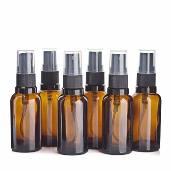 

6pcs Empty Refillable 30ml Amber Glass Spray Bottle Atomizer with black fine mist sprayer for essential oil perfume aromatherapy