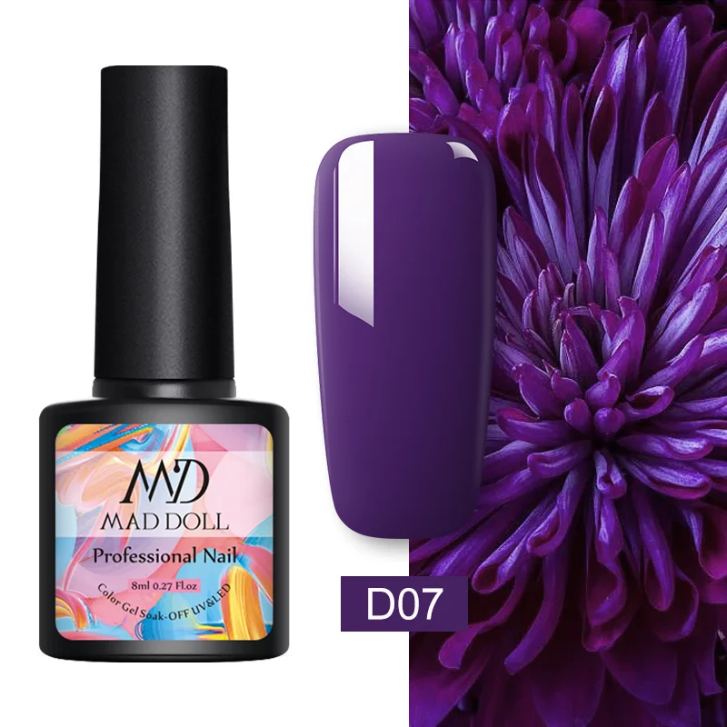D07 MAD DOLL, 8 мл, УФ-гель для ногтей, розовое золото, блестки, блестки, замачиваются, УФ Гель-лак, Цветной Гель-лак для ногтей, сделай сам, лак для ногтей - Цвет: D07