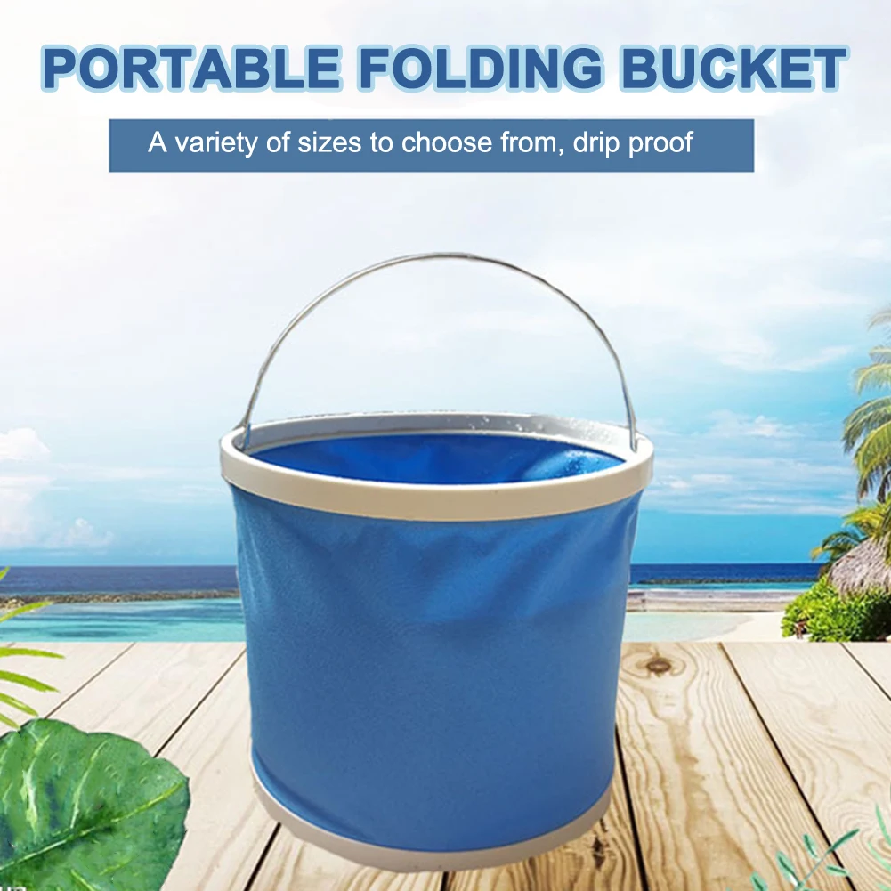 Collapsible Folding Bucket with Carry Handle Storage Water Camping Hiking Army 