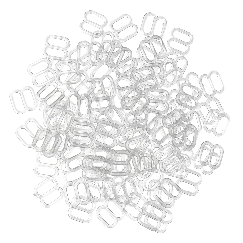 100 Pieces Plastic Bra Lingerie Strap Clips Hook Slider Buckle Bikini Fasteners