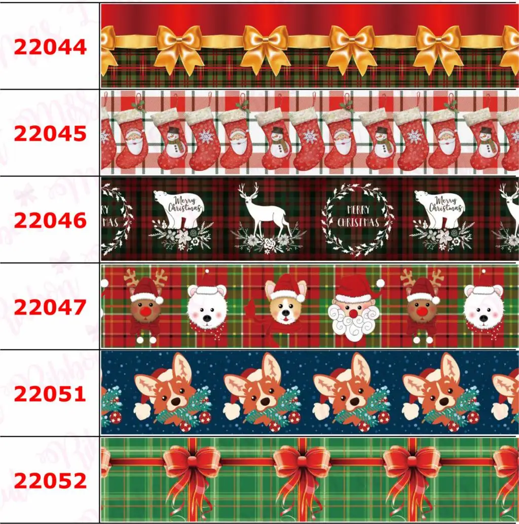 16 мм-75 мм Рождественская серия с принтом собаки из мультфильма корсажная лента/лента для волос с изображением автомобиля снеговика DIY вечерние украшения 50 ярдов/рулон