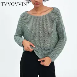 Женский модный выдолбленный вязаный свитер с длинным рукавом, короткий стиль, пуловеры, Женские повседневные топы, blusas 9503