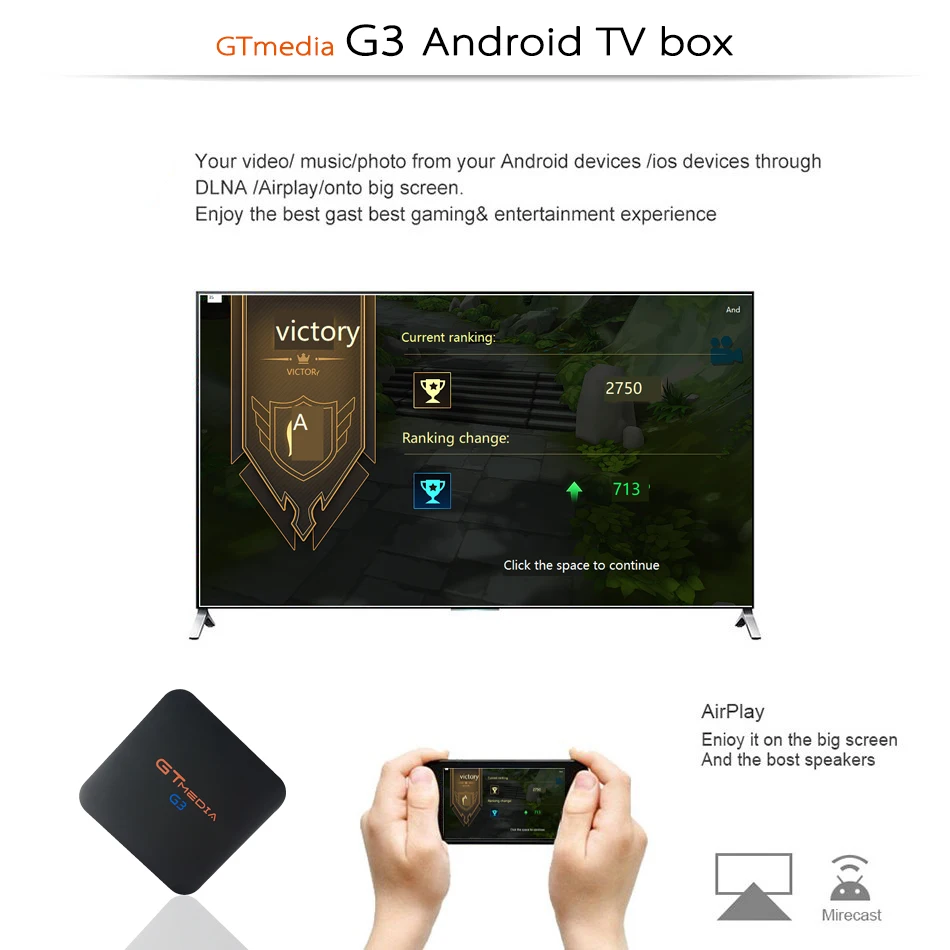  Brazil GTMEDIA G3 Android 7.1+ IPTV server Smart Tv Box Media Player 2GB 16GB Remote Control 4K HD  - 4000106896809