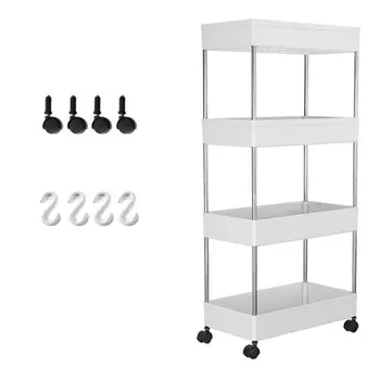 

Wide Type Removable Shelf Kitchen Floor Storage Shelf Multi-Layer Plastic Bathroom Shelf With Wheels