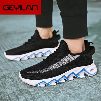 

2019 plus size 38-47 Men sneakers walking shoes casual shoes flat slip on breathable Flyknit fashion shoes men